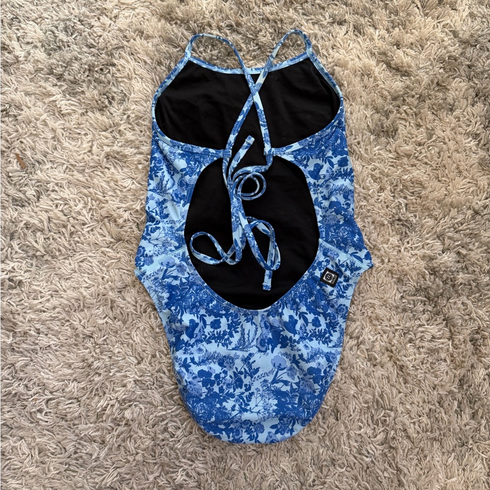 Jolyn Clothing Blue Floral and Black Swimsuit